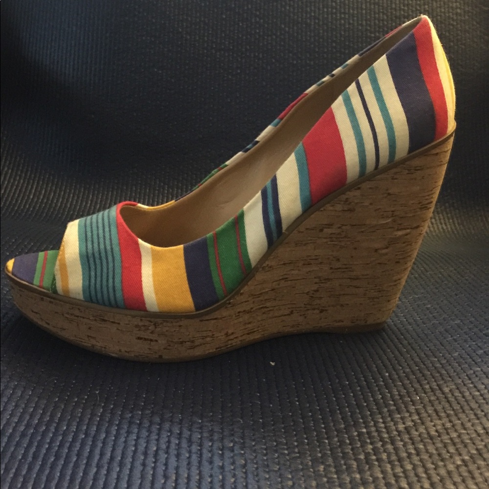 Nine West Peep Toe Cork Wedges