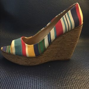 Nine West Peep Toe Cork Wedges