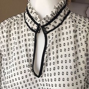 J. Crew clip dot top with ruffle trim
