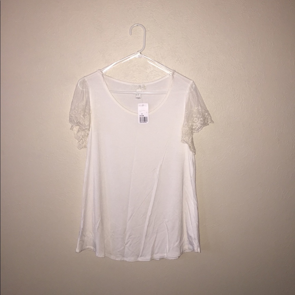 Forever 21+ Lace Flutter Sleeve Tshirt