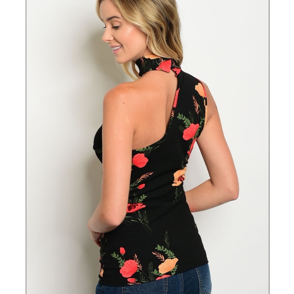๐บ One shoulder choker floral top - Picture 3 of 5
