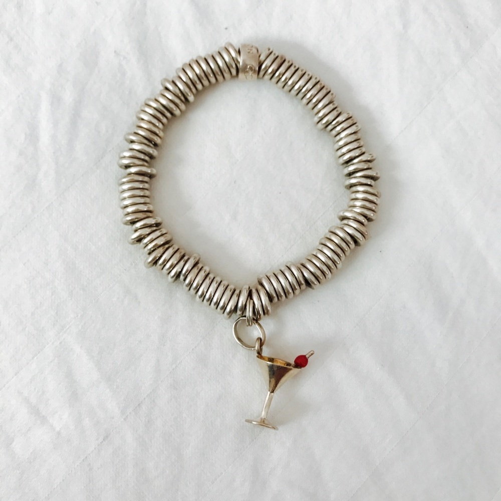 Silver Martini Glass Charm Bracelet