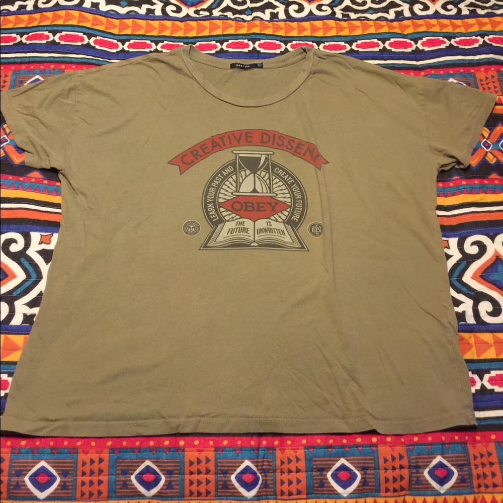 Green Obey Slouchy T-Shirt.