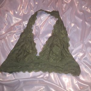 Free People Army Green Halter Bra