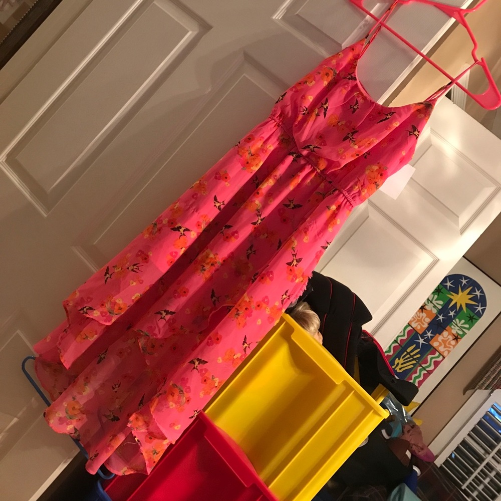 Bright pink hi lo sundress