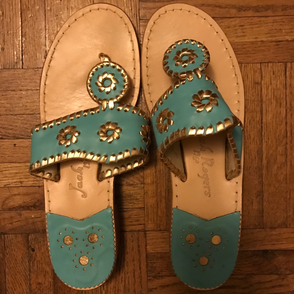 Jack Rogers Turqouise/Gold Sandals