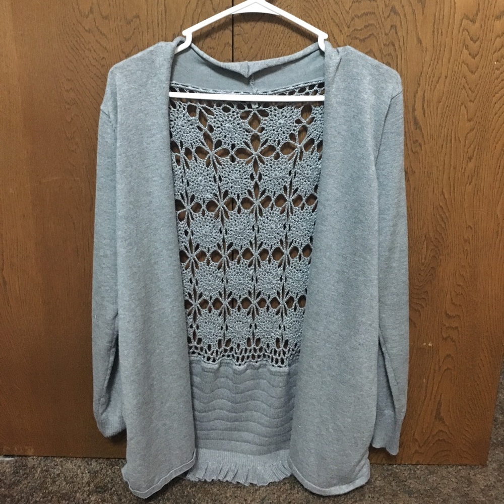 Grey crochet back cardigan