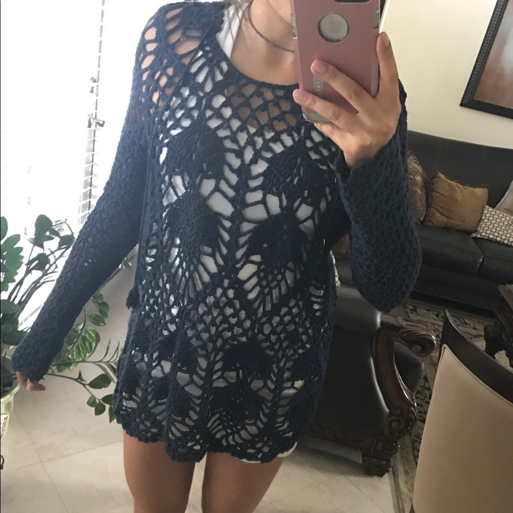 Blue knit sweater