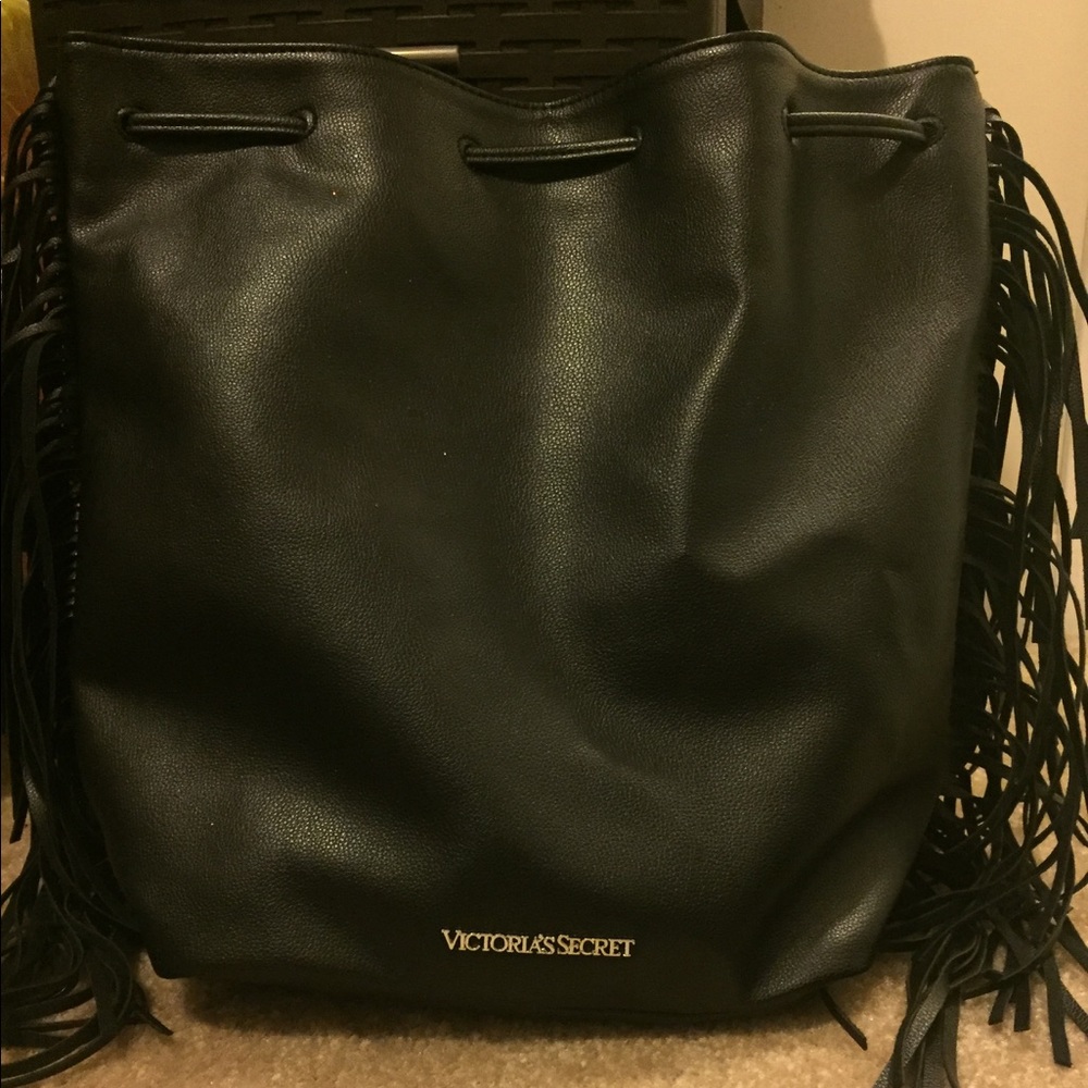 Drawstring Vs Leather Fringe Backpack - image 1