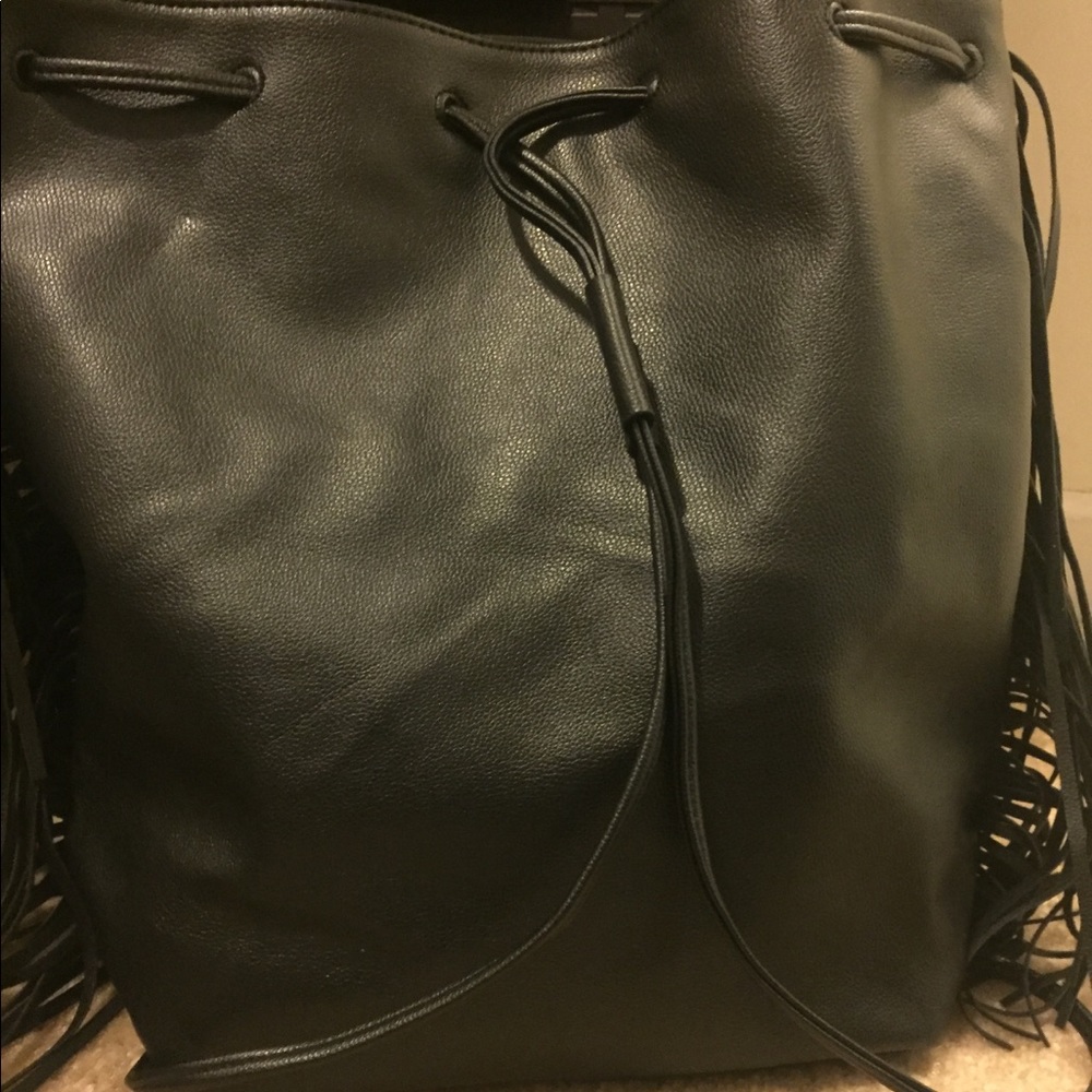 Drawstring Vs Leather Fringe Backpack - image 3