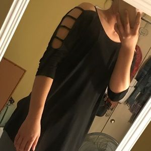 Black shirt with cutout design