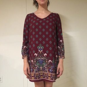 Francesca's Red Pattern Shift Dress