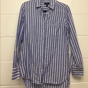 JCrew button down tunic blue and white linen
