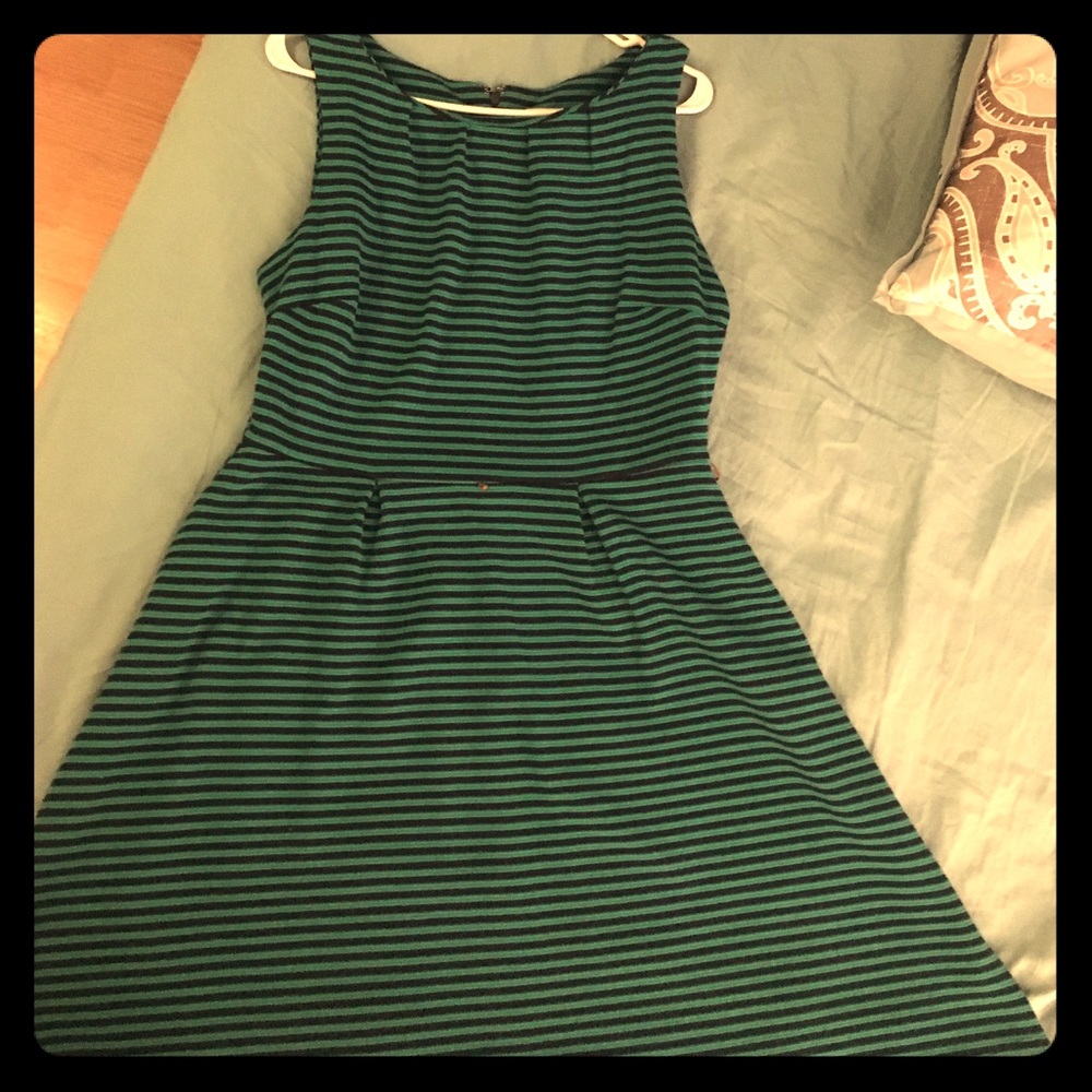Green and Navy Blue Striped Dress