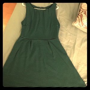 Green and Navy Blue Striped Dress