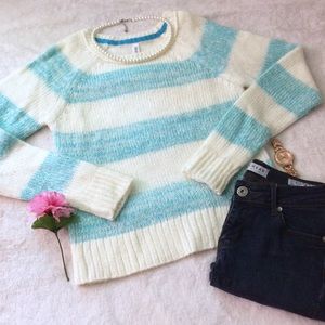 Blue and cream striped sweater
