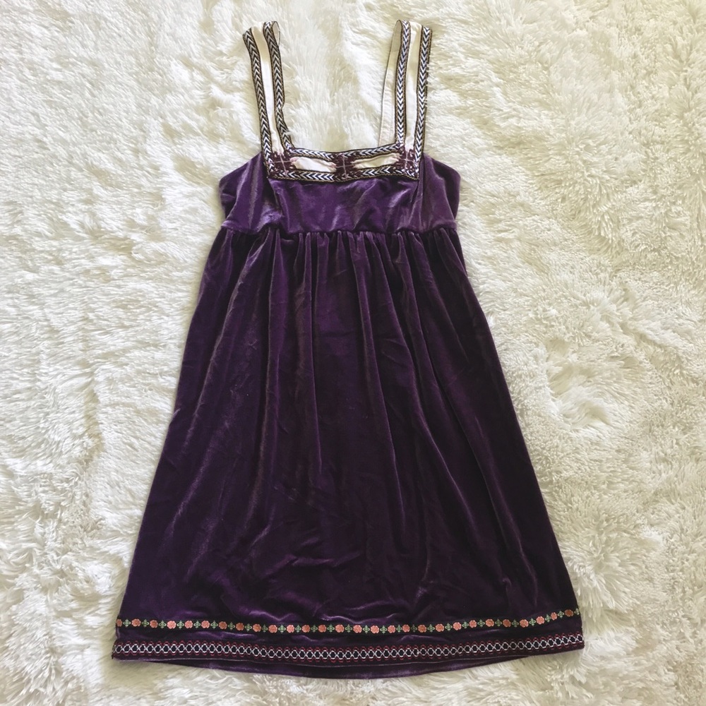 Free People Velvet Embroidered Mini Dress