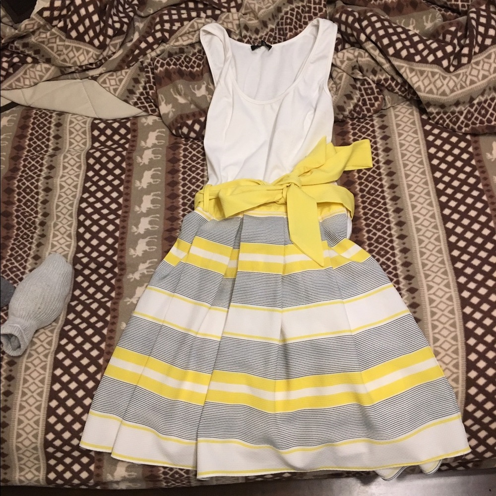 Pink lily yellow stripped dress