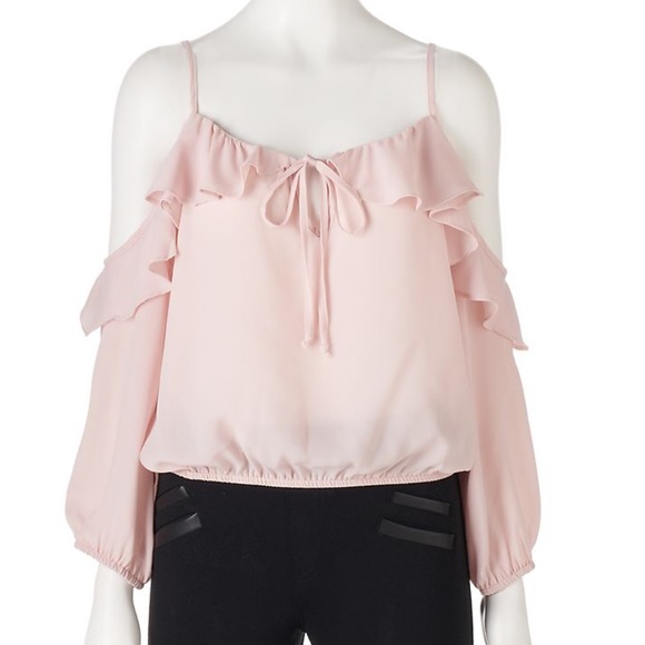 NEW w/TAGS Liberty Love Cold Shoulder Ruffle Top - Picture 4 of 4
