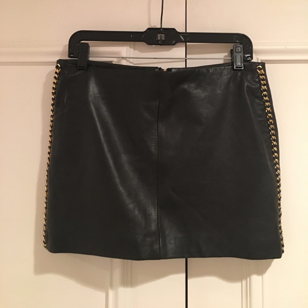 Zara Authentic Leather skirt with gold chains