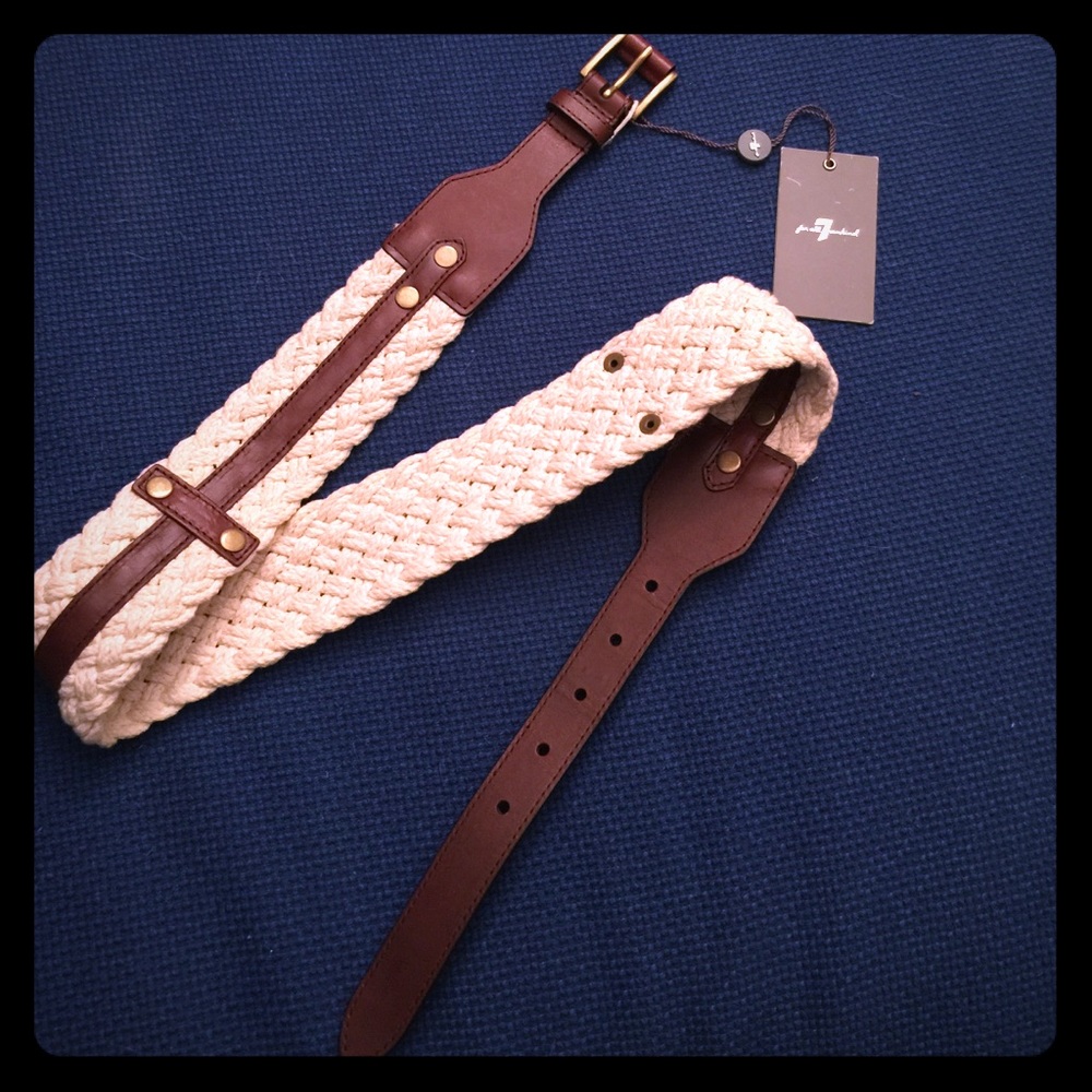 7 for All Mankind Leather and Cotton Braided Belt