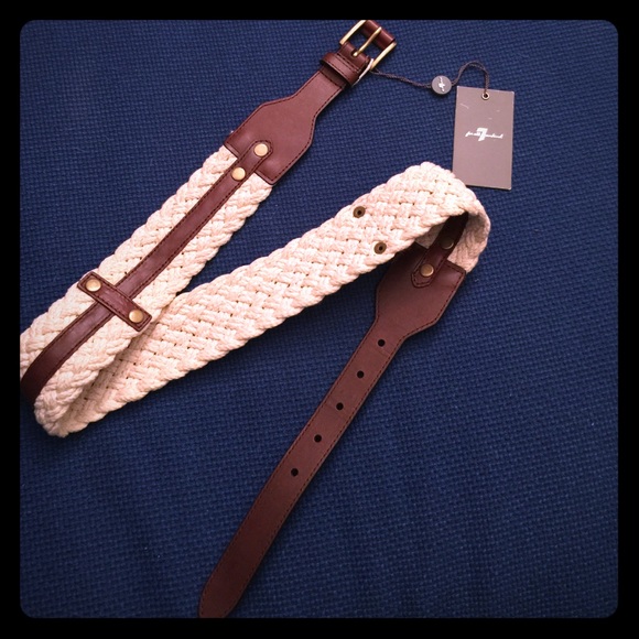 7 for All Mankind Leather and Cotton Braided Belt - Picture 1 of 3