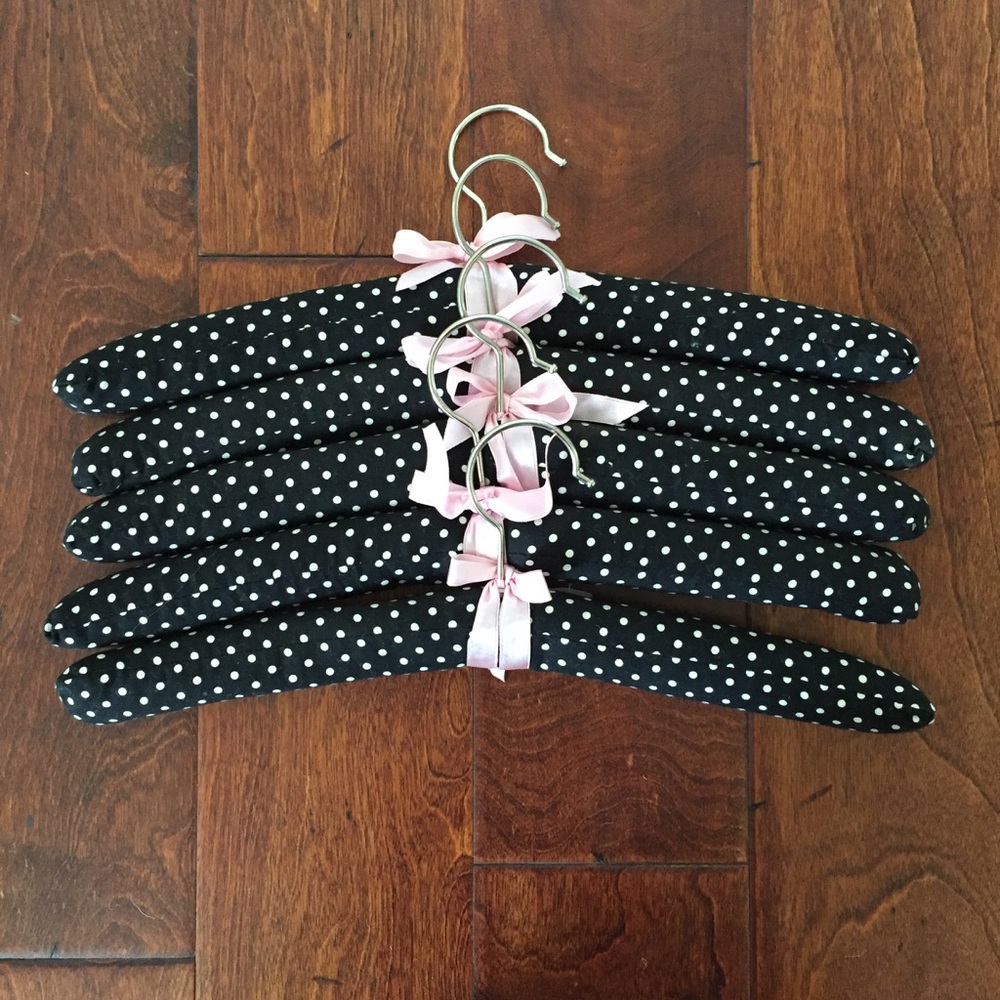 5 Black & White Polka Dot Padded Hangers