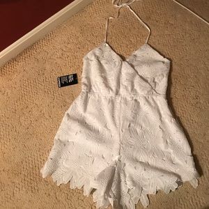 Express Eyelet White Floral Romper