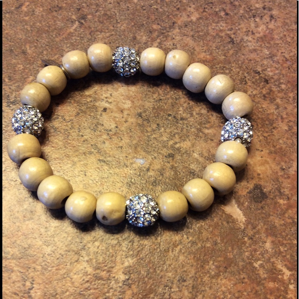 Designer Wood and Swarovski Crystal Bracelet