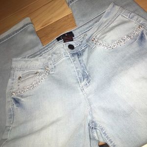 Rhinestone Light Blue Capris