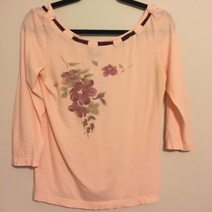 Pink 3/4 sleeve floral top