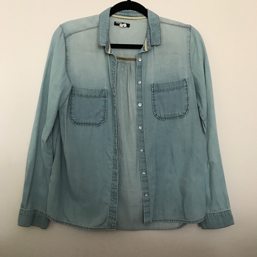 Denim button up top