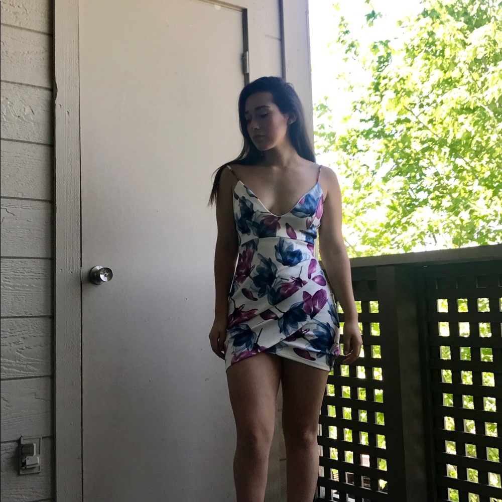 Floral Purple and Blue Mini  Dress