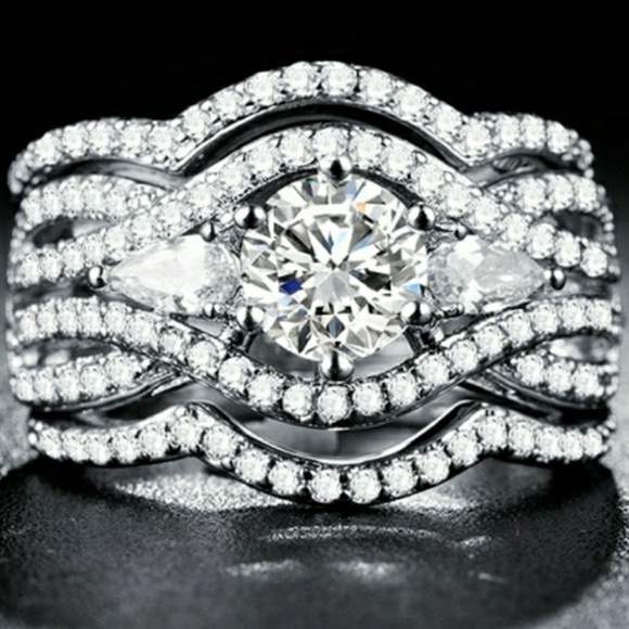 Ring NATURAL White Sapphire/Zircon 1 CT 925 SP - Picture 2 of 8