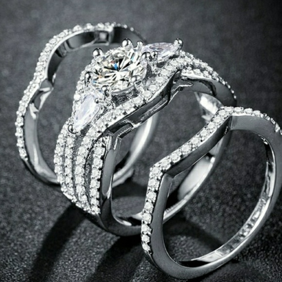 Ring NATURAL White Sapphire/Zircon 1 CT 925 SP - Picture 3 of 8