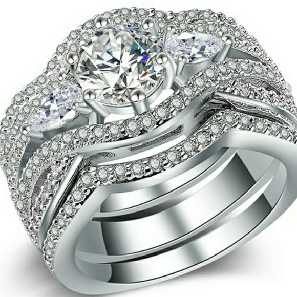 Ring NATURAL White Sapphire/Zircon 1 CT 925 SP - Picture 4 of 8