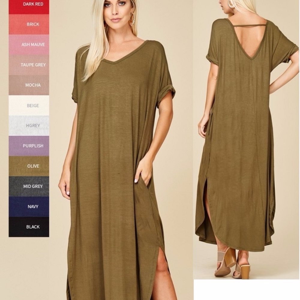 Over sized loose fit slit maxi dress pockets sold - Picture 7 of 7