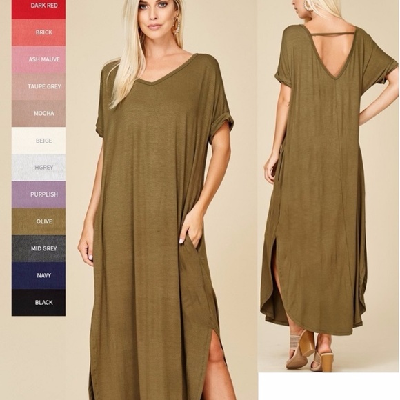 Over sized loose fit slit maxi dress pockets sold - Picture 7 of 7