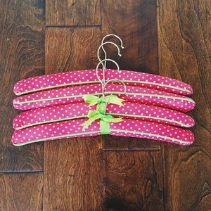 4 Cute Pink/Green Polka Dot Padded Hangers