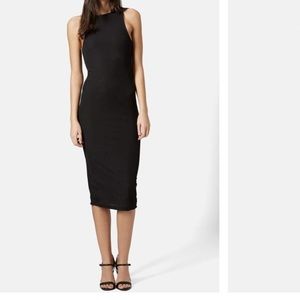 Topshop Ribbed Midi Dress- black