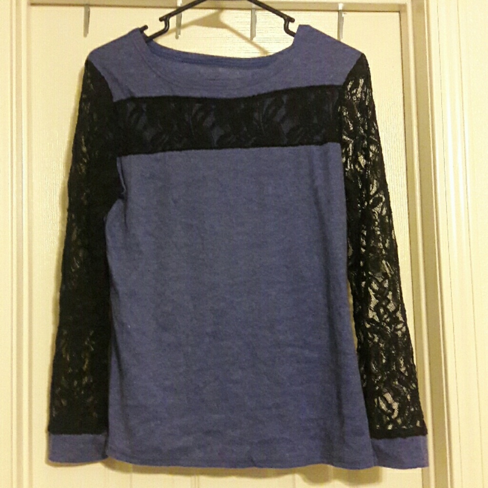 Blue & Black lace top