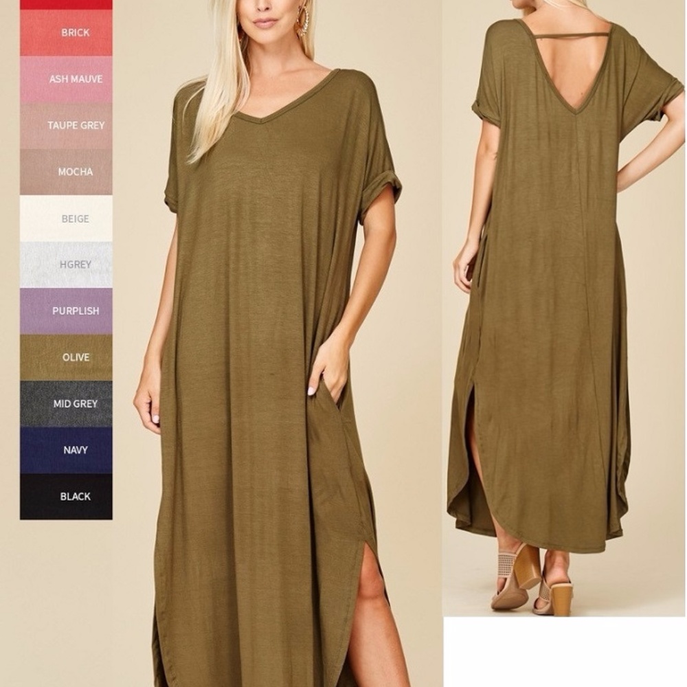 Over sized loose fit slit maxi dress pockets sold - Picture 6 of 8