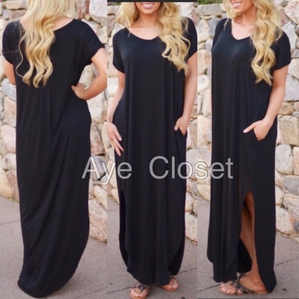 Over sized loose fit slit maxi dress pockets sold - Picture 5 of 8