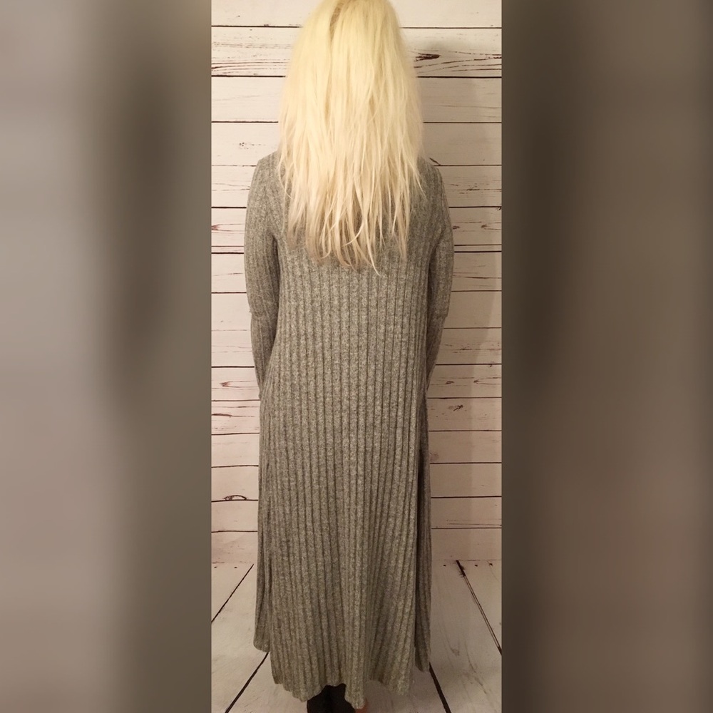 Heather Gray Long Slit Side Sweater Cardi - Picture 2 of 2