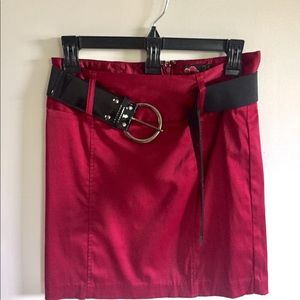 Red satin skirt