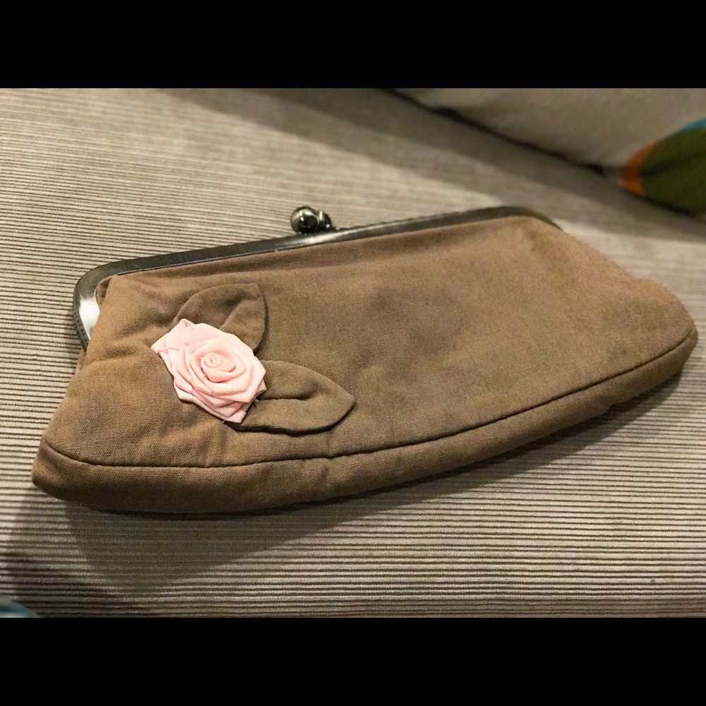 American Eagle clutch bag with flower detail