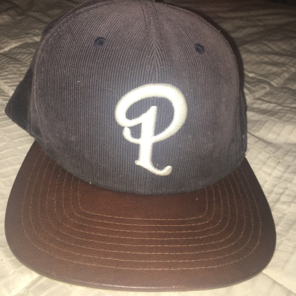 Brown Leather corduroy snap back