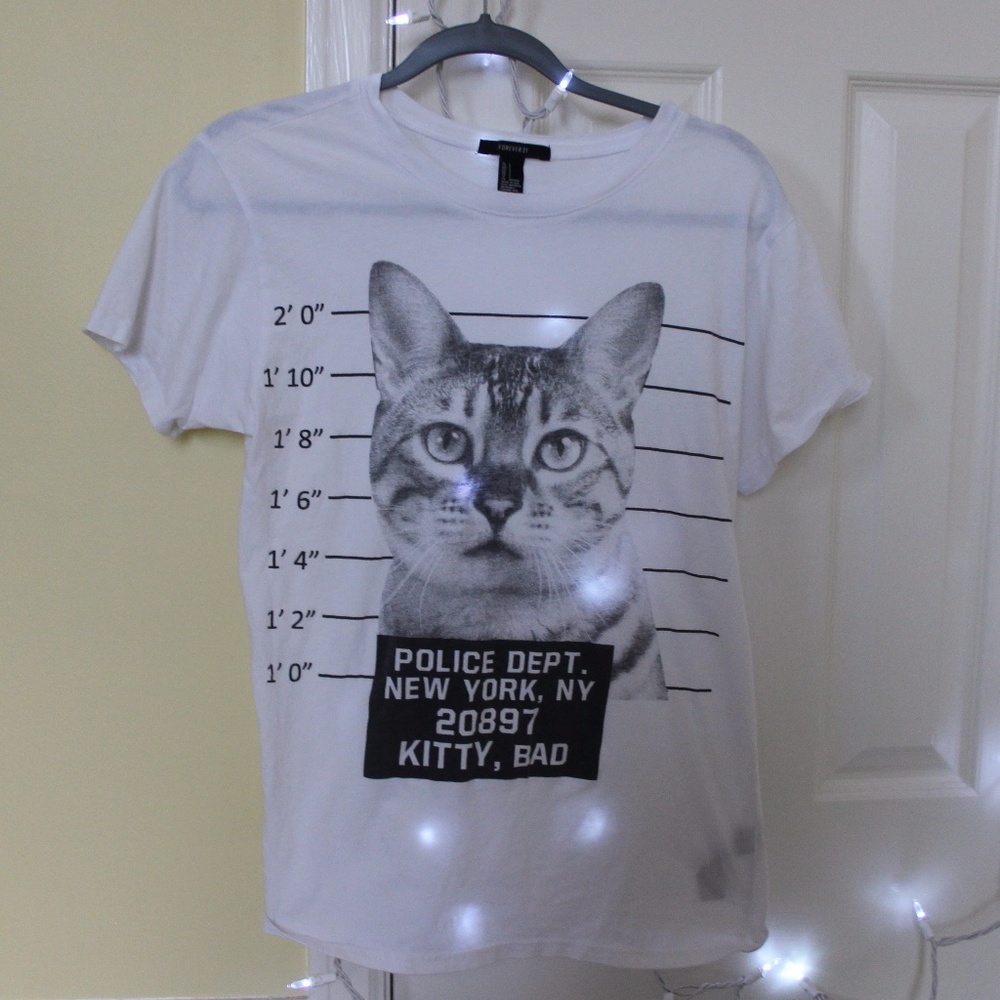 Cat Mugshot Forever 21 T-Shirt