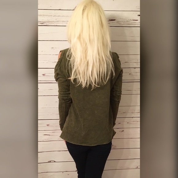 Deep Olive Distressed Sweater Tunic - Picture 2 of 2