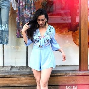 Baby Blue Floral Romper